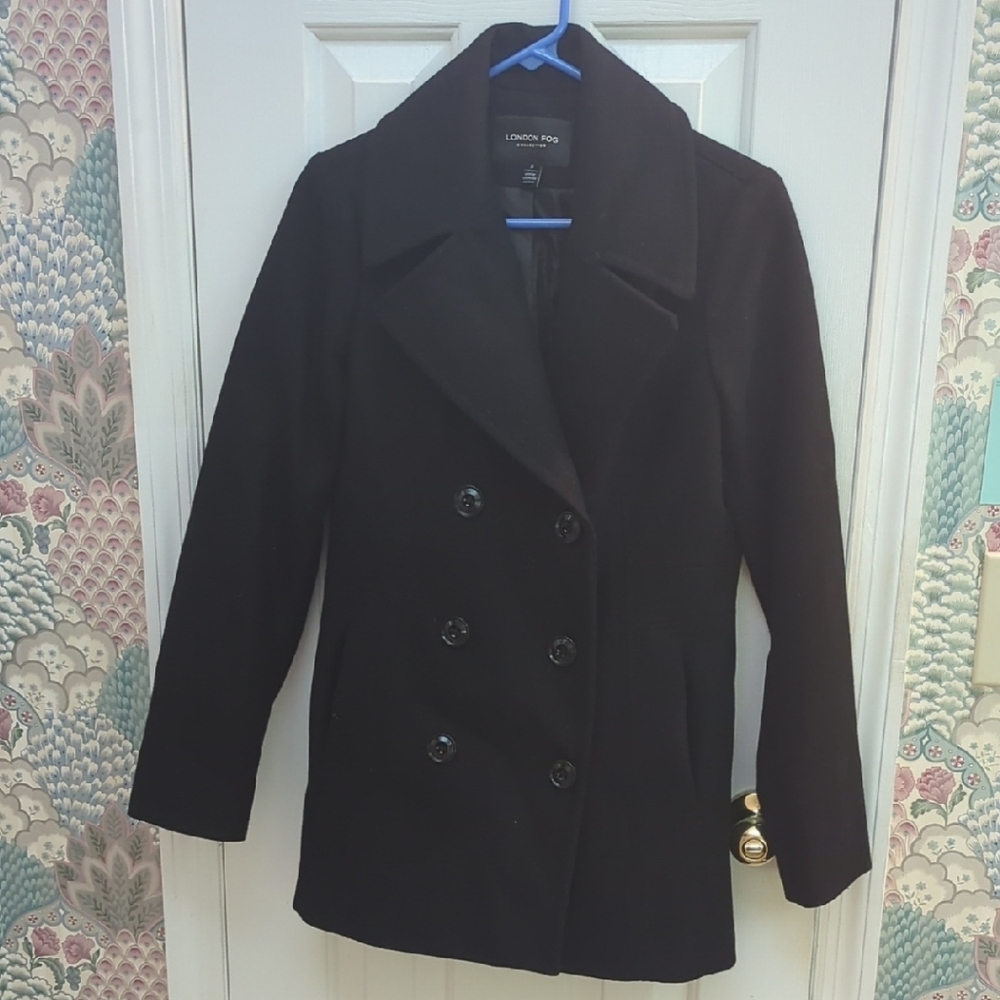 London Fog Women's Elegant Black Peacoat